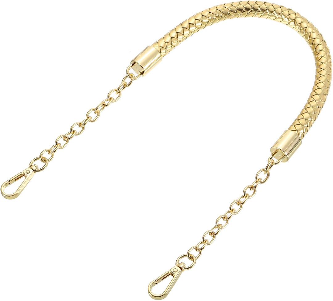 uxcell PU Leather Purse Handle 60cm/23.6" Braided Purse StrapGold | Replacement for Women's Handbag Underarm Bag Tote (Gold)