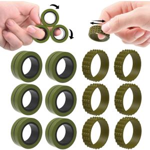 Cevioce Fidget Toys Adults,12 Pcs Magnetic Rings Silicone Spiky Sensory Rings,Fidget Magnetic Spinner Ring for Teens Boys Coolest Texture Autism Stress Relief Toy Birthday Gifts Classroom Prizes Kids