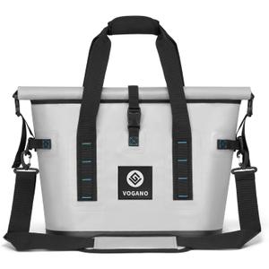 Vogano 40 Can Soft Cooler Bag - Insulated Leak-Proof Large Cooler Bag with Roll-Top Waterproof Seal | Portable Ice Chest for Camping, Beach, Travel, Picnics | 24HR Cold Retention (Gray)