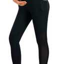 JOYSPELS Smooth Feeling Maternity Leggings Mesh Pregnancy Pants Over The Belly with Pockets (Large, Black)