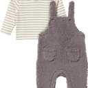 Modern Moments by Gerber unisex-baby 2-piece Microplush Overall Set (3-6 Months, Med Gray)