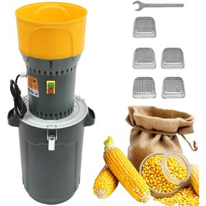 Farm Grain Mill Grinder with 5 Filter Mesh Adjustable, Electric Feed Grain Grinder, for Wheat, Corn, Spice, Animal Feed & Home Milling (25L)