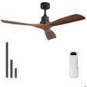 Sofucor 52 Inch Ceiling Fans No Light-Outdoor Ceiling Fan with Remote Control, 3 Blade Reversible DC Motor, Modern Wood Ceiling Fan Without Light for Bedroom Indoor Patios Farmhouse, Walnut