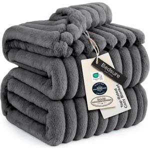 Bedsure GentleSoft Frost Gray Fleece Blanket for Couch - Cozy Soft Blankets for Women, Cute Small Throws for Girls, 90x90 Inches