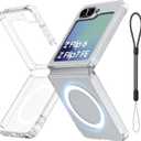 Magnetic Case for Galaxy Z Flip 7 FE/Galaxy Z Flip 6, Compatible with MagSafe [No Screen Protector] Slim Translucent Matte Shockproof Phone Case for Samsung Flip7 FE/ Flip6 (Clear)