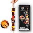 CLICK IT BBQ - Kabob Keeper Pro - Bamboo Skewers - Kebab Skewers with Innovative Stopper Disks to Lock Food in Place - 100 Count