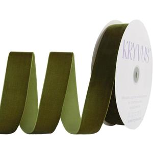 Olive Green Velvet Ribbon 1-1/2 Inch x 25Yards, Nylon Vintage Velvet Ribbons Perfect for Christmas Decoration, Handmade Craft, Gift Wrapping, Bow Making, Bouquet Packaging