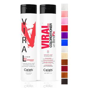Celeb Luxury Intense Color Depositing Colorwash Shampoo + BondFix Rebuilder, Vegan Hair Dye, Sustainably Sourced Plant Based, Semi Permanent Hair Color, Viral and Gem Lites Duos