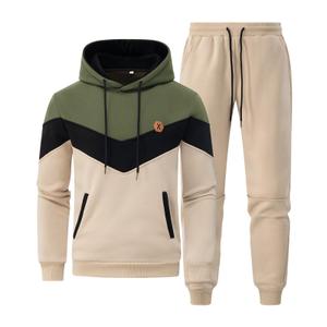 Hzyouke Mens Hoodie Tracksuit Set 2 Pieces Athletic Hooded Sweatsuit Casual Outfit Sweatshirt and Joggers Set Khaki XX-Large