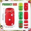Zhehao 6 Pack Christmas Centerpieces for Tables, Red and Green Ceramic Mason Jars Table Decor with Bow Twine Christmas Winter Tiered Tray Decoration Kitchen Utensils Holder for Xmas Holiday DIY Home