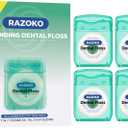 RAZOKO Coconut Oil Dental Floss Expanding Dental Floss Suitable for Wide Spaces (55 Yards, 4 Count) - Mint Flavor