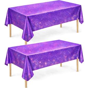 Purple Birthday Decorations - 2 Pack Laser Purple Tablecloth for K‑Style Demon Music Theme Birthday Decorations - Pink Party Decor for Korean Pop,Iridescent Party Decorations for Bachelorette Bridal