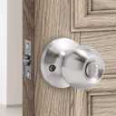 Door Knob with Lock, Exterior Door Knob for Bedroom/Bathroom or Office, Door Lock with Key for Right/Left Handed Doors (Satin Nickel)