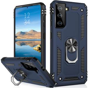 IKAZZ for Galaxy S21 Case,Military Grade Shockproof Heavy Duty Protective Phone Cover Pass 16ft Drop Test with Magnetic Kickstand Car Mount Holder Blue