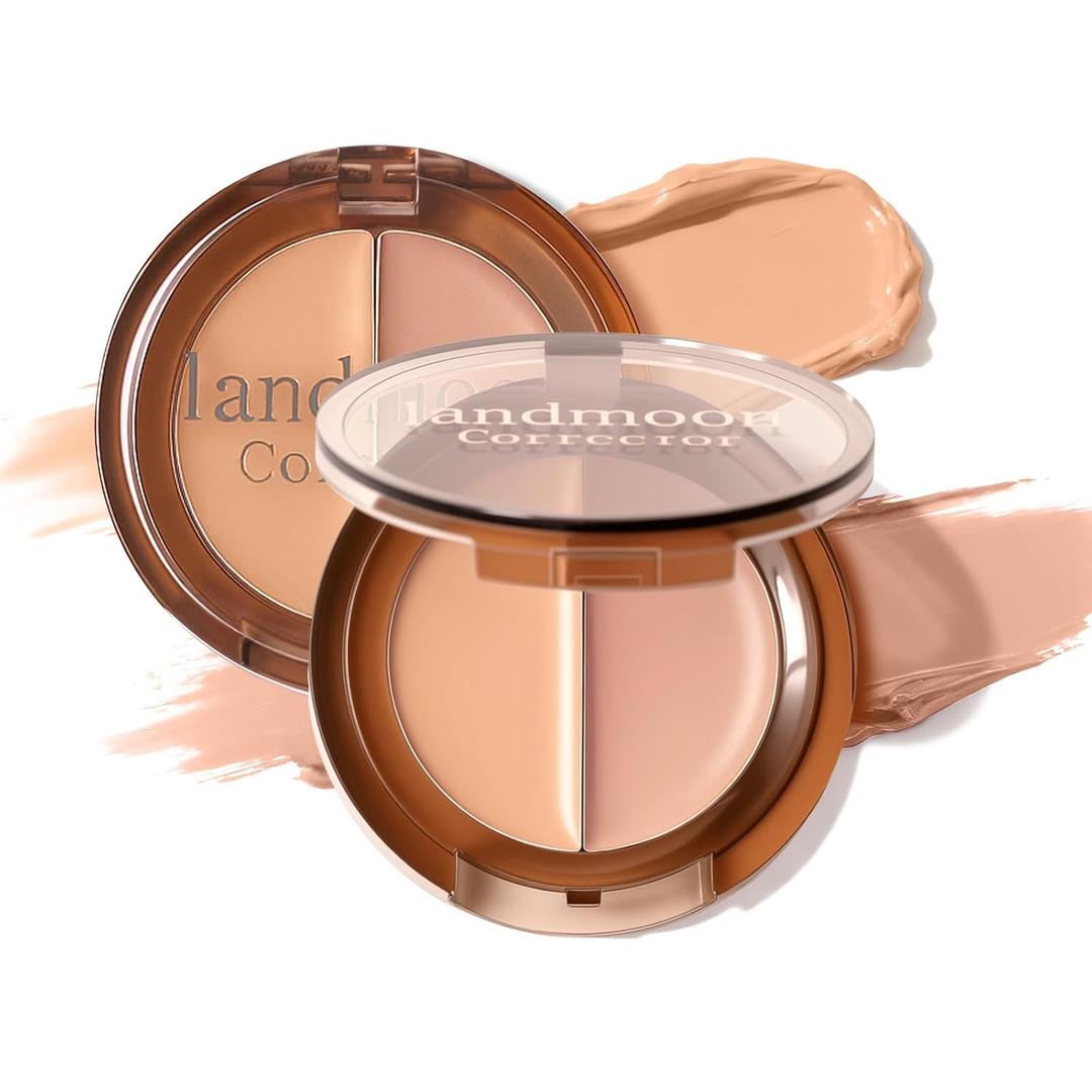 Two-Tone Cream Concealer & Color Corrector Duo  Full Coverage Under Eye Concealer for Dark Circles, Redness, Blemishes & Uneven Skin Tone  Long-Lasting, Blendable Formula(01 Light Color)