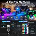 8PCS Motorcycle RGB LED Light Kit with Handlebar Switch Brake Turn Signal, Multicolor Underglow Lights with APP/RF Remote, Neon Strips 12V Waterproof for Sport Bike, Cruiser, Street & Dirt Motorcycle