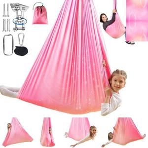 WUBOTIYU Sensory Swing for Kids Indoor & Outdoor Double Layer Therapy Cuddle Hammock Chair with 360° Swivel Hanger Kit Adjustable Child and Adult Aspergers Autism ADHD (Pink) (WUBOTIYU010)