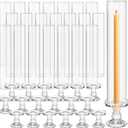 Teenyyou 24 Set Glass Hurricane Candle Holders 12.6" Open Ended Glass Candleholder Tube Shape Bottomless and 2.2" Taper Clear Candlestick Holders for Wedding Party Table Centerpiece