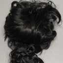 Synthetic Claw Clip In Messy Bun Hair Scrunchies Ponytailtail Curly Hair Hairpiece For Women Girl Updo Bun, Black