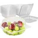 Mr Miracle Clamshell Containers - Clear Disposable Plastic To-Go, Leak-Resistant and Durable for Delivery like Uber Eats, Ideal for Cakes, Salads, Small Sandwich, Personalizable (5" X 5" - 100 Count)