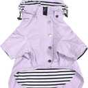 Morezi Dog Zip Up Raincoat with Reflective Buttons, Rain/Water Resistant, Adjustable Drawstring, Removable Hood, Raincoats with Legs 8lbs to 80lbs - Purple - L
