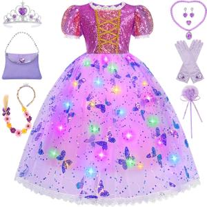 Girls Princess Dress for Kids Halloween Costume Birthday Outfits Gift Dress Up with Accessories (120/5-7 Years)