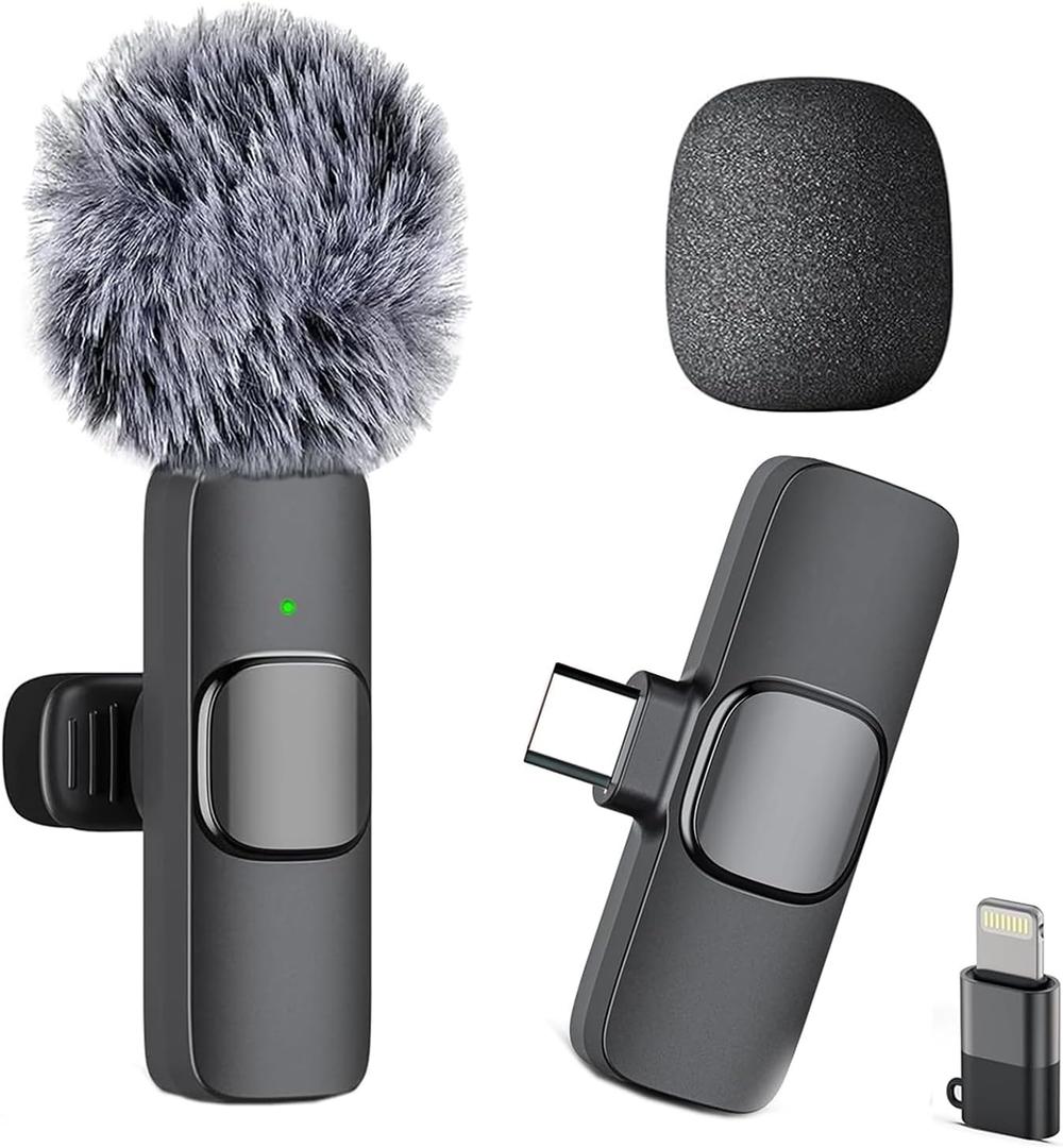 Caiord Professional Wireless Mini Microphone for iPhone 17/16/15, Android Phone, Cordless Omnidirectional Lavalier Lapel Mic, Plug-Play Lavalier Mic for TikTok, YouTube & Interviews