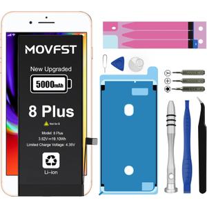Replacement Battery for iPhone 8 Plus,Li-ion Polymer 5000mAh High Capacity Battery Fit for iPhone 8 Plus Model A1864 A1897 A1898 with Repair Tool Kits