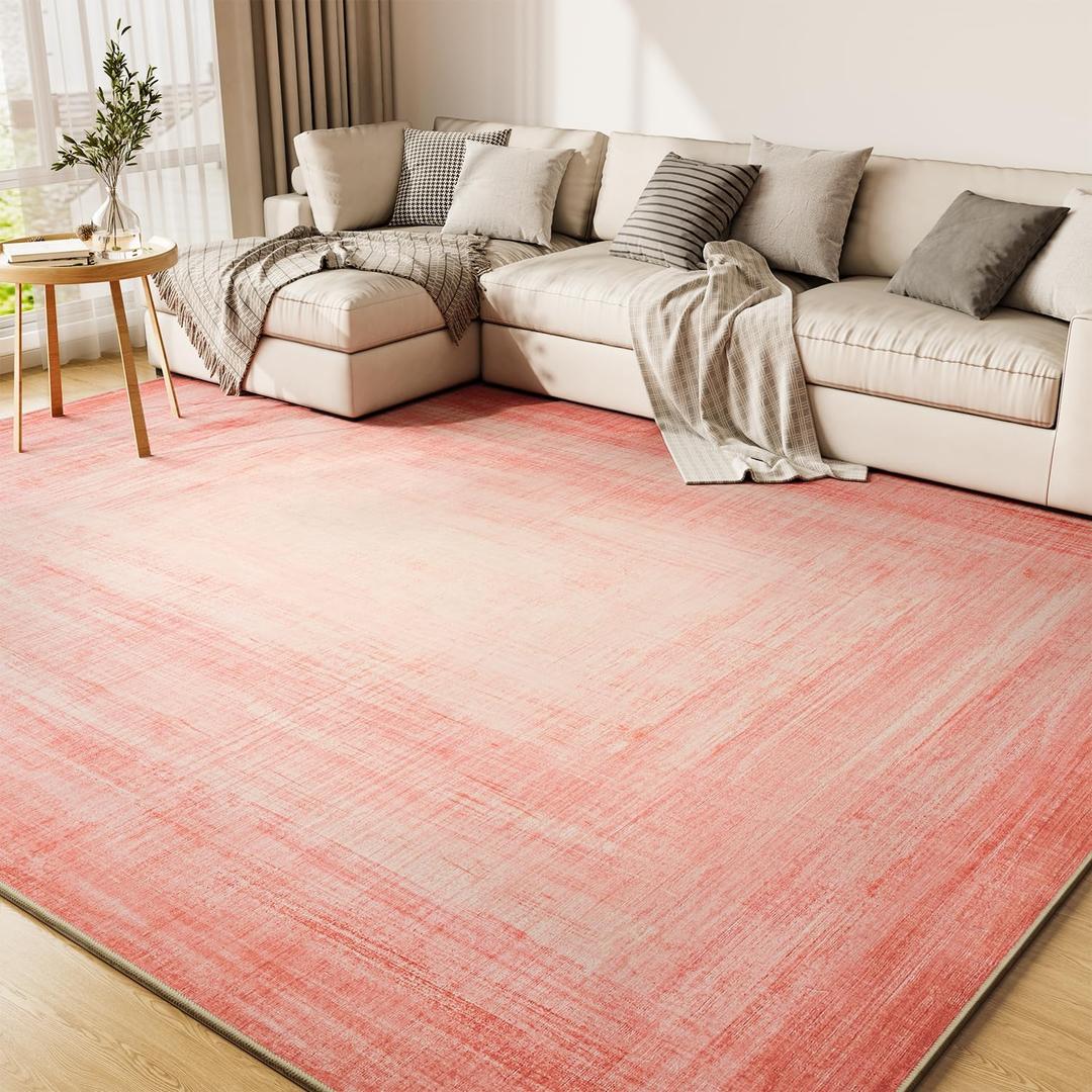 5x7 Pink Area Rugs for Living Room, Machine Washable Non Slip Area Rug Girls Nursery Rug Modern Abstract Indoor Rug Carpet Ultra Soft Rugs for Bedroom Dining Room Playroom Bedside Office