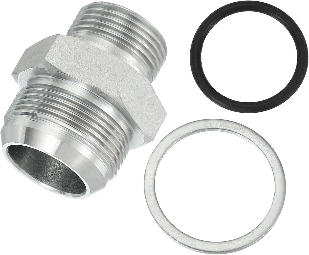 PATIKIL Hex Reducing Nipple Connectors Pipe Adapter 1 5/8" Male 37 Flare JIC x 1" g Male, Pipe Fitting Reducer Nipple Adapter Plated Steel Hydraulic Fitting