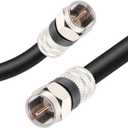 Postta Digital Coaxial Cable(10 Feet) Quad Shielded Black RG6 Cable with F-Male Connectors