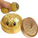 Glitter Dumpling Squishies,Stress Relief Mystery Glitter Dumpling Squishies Box Soft Squeeze Stress Balls. (Gold Glitter)