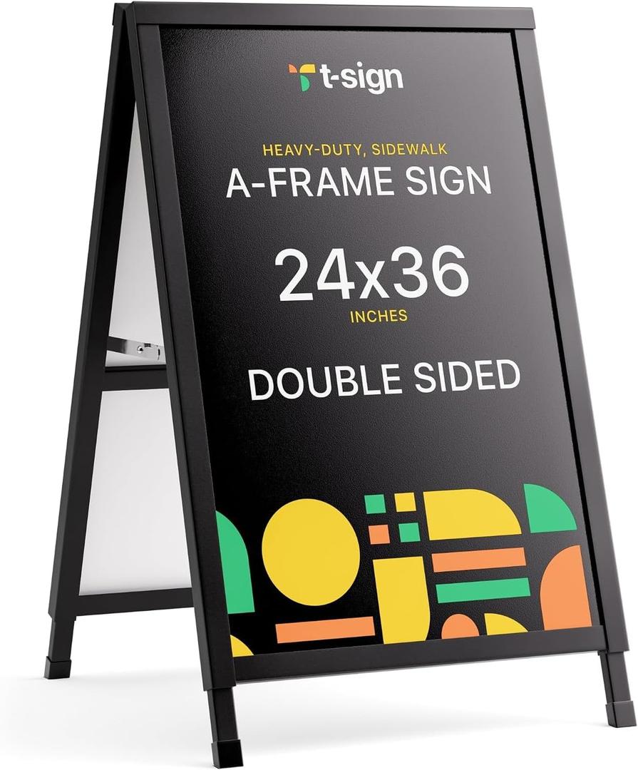 24x36 A-Frame Sign - Black Metal Snap Frame Outdoor Sidewalk Sign