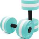 Aquatic Exercise Dumbell Set of 2 - Water Aerobic Exercise Foam Dumbbells Pool Resistance Fitness Equipment for Weight Loss (Cyan)