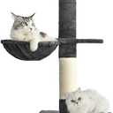 Cat Craft Floor to Ceiling Cat Tree,5 Tiers Tall Cat Tower with Adjustable Height(98-110),Skinny Ceiling Cat Tree with Cozy Hammock,Sisal Scratching Posts,Platforms,and Hanging Balls for Large Cats (Gray)