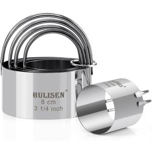 HULISEN Biscuit Cutter Set (5 Pieces/Set), Round Cookies Cutter with Handle, Professional Baking Dough Tools, Gift Package