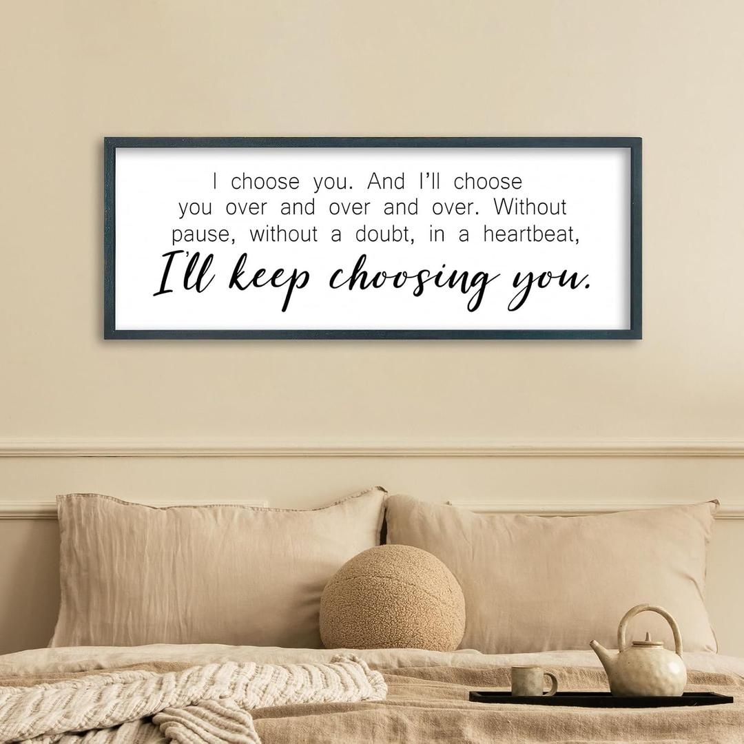 FZMHASLWW I Choosing You Sign Wall Art, 32"×12", Black