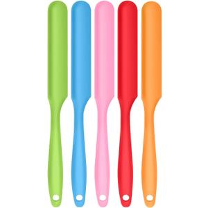 5pcs Silicone Jar Spatulas set, Cake Cream Spatulas Set, 9.8 inch Non-Stick Heat Resistant Mixing Butter Spatulas Baking Scrapers for Jars Blenders Cooking Stirring