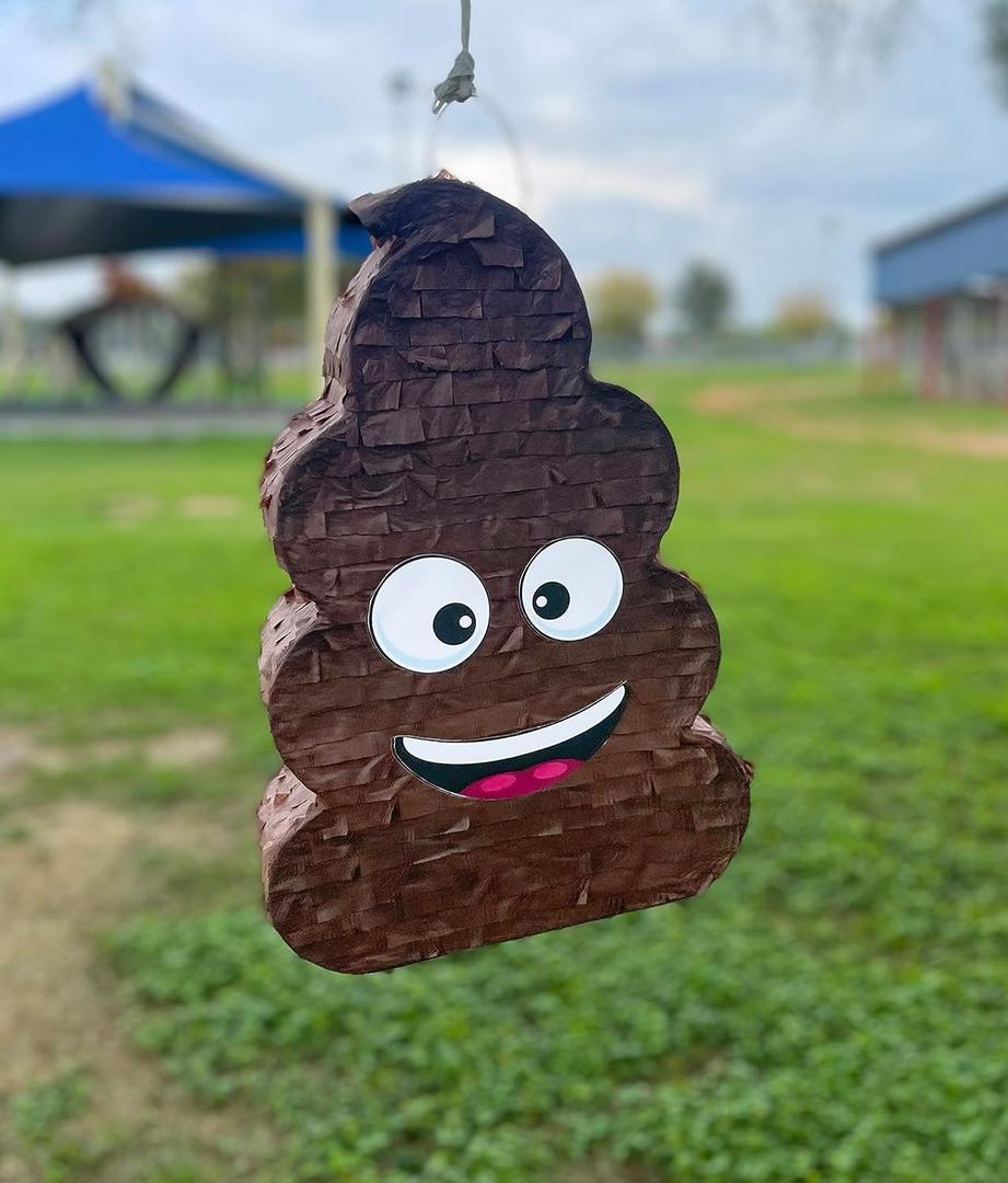 Jergrim Funny Poop Piñata 4-Piece Set perfect for Birthday Parties, Decorations, Emoticon Parties, Fun shape, Great Party Addition for kids, teens, and adults (17”X10”) Durable!