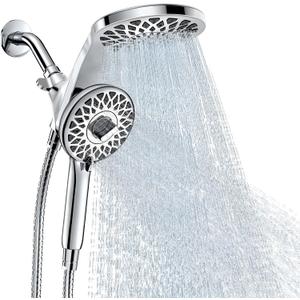 High Pressure Rain Shower Head with Handheld Spray Combo: Detachable Dual Shower Head with 10 Sprays Modes - Upgrade Knob Spray Mode Selector and Magnetic Guidance Docking System (Chrome)
