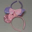 2 Pack Pink Purple Mouse Ears Headbands for Women Girls, Sequin Bow Headband for Cosplay Costume Birthday Party Decorations Hair Accessories