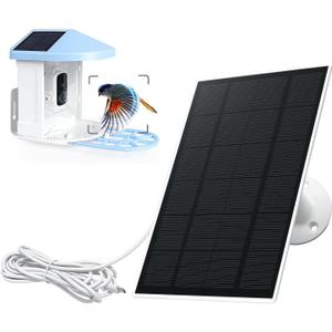 Solar Panel Charger for Bird Feeder Camera, Type-C Plug, 9.8ft Long Cable, Waterproof