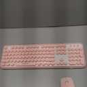 FOPETT Wireless Keyboard and Mouse Combo, 104 Keys Full-Sized 2.4 GHz Round Keycap Colorful Keyboards, USB Receiver Plug and Play, for Windows, Mac, PC, Laptop, Desktop (Pink)