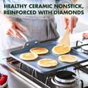 GreenPan Lima Hard Anodized 11" Square Griddle Pan, Ceramic Nonstick, PFAS-Free Nontoxic Pots and Pans, Oven & Broiler Safe, Stainless Steel Handle, Cookware for Eggs & Omelet, Gray