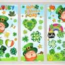 3 x St. Patrick's Day Window Clings Decorations for Glass Cute St. Patrick's Day Window Stickers Decal Large Good Luck Shamrock Stickers Spring Door Wall Window Decor