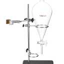 QWORK 1000ml Heavy Wall Conical Separating Funnel with 24/29 Fitting and PTFE Stopcock + Laboratory Distillation Support Rack for Titration Extraction
