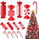 Lanpn 8 Pcs 11.8" Extra Large Candy Cane Christmas Decorations, Giant Peppermint Candies Xmas Tree Ornaments, Red White Lollipop Candy Canes, Sweet Hanging Decor for Candyland Holiday Indoor Outdoor