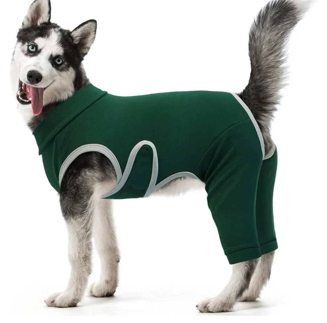 Kuoser Dog Surgery Recovery Suit, Professional Dog Surgical Suit for Back Legs, Soft Dogs Recovery Sleeve to Prevent Licking Biting Wounds, Dogs Onesie After Surgery Elbow Protector, Green XL