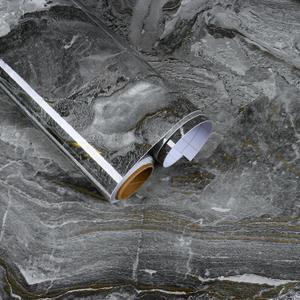 15.7"x118" Grey Gold Marble Contact Paper Peel and Stick Waterproof Kitchen Countertops Contact Paper Glossy Marble Wallpaper for Bathroom Self Adhesive Removable Vinyl Roll for Cabinets