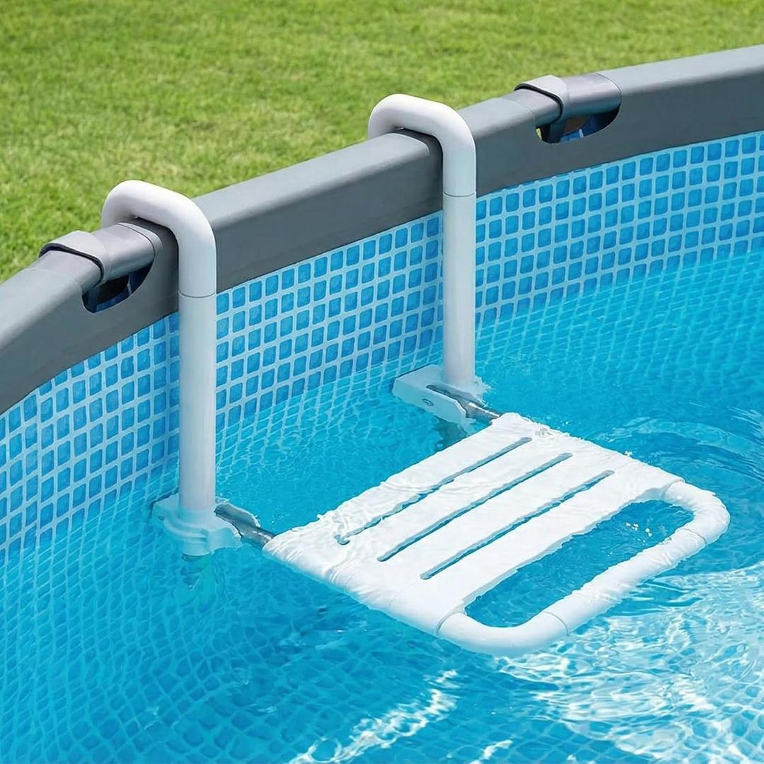 18.9 Inch Foldable Underwater in Pool Stool Chair Non Float Poolside Bar Seating Above Ground Frame Swimming Pools White Comfortable Supports up to 220 Lbs, 18.9 x 17.91 x 15.16 inches